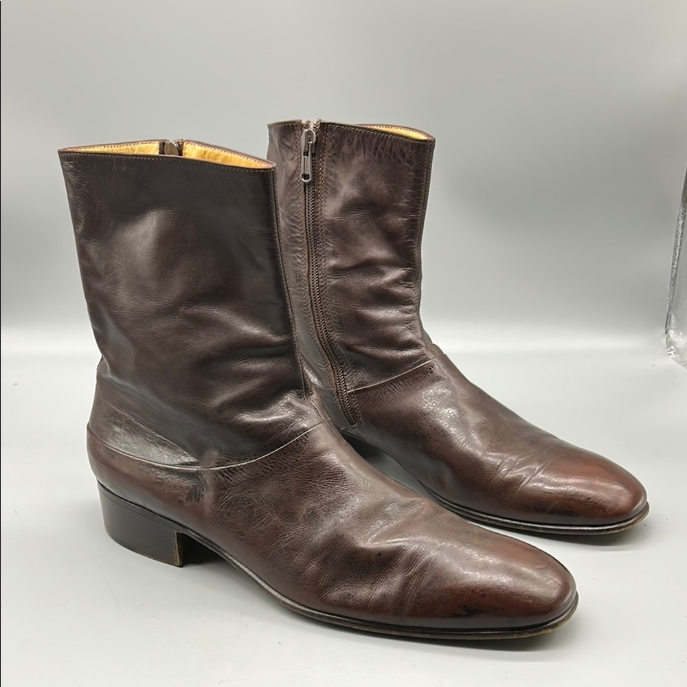 Church’s side zip Brown Leather Boots Made in Italy